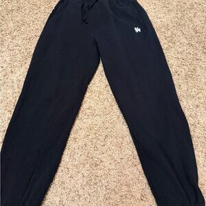 YoungLA Black Track Pants with White Logo